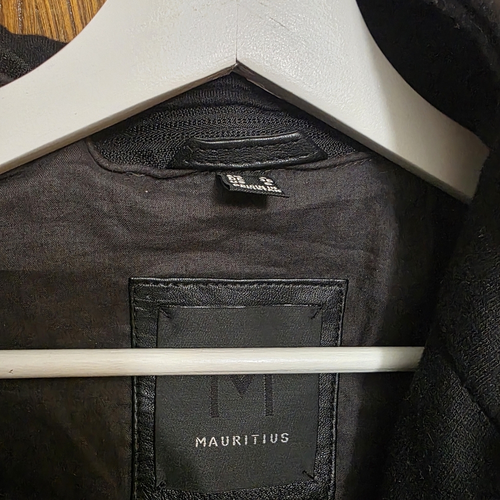MAURITIUS DUFFI Moto Leather Jacket with Star Hoodie Size EUSmall/ US6 - Picture 9 of 16